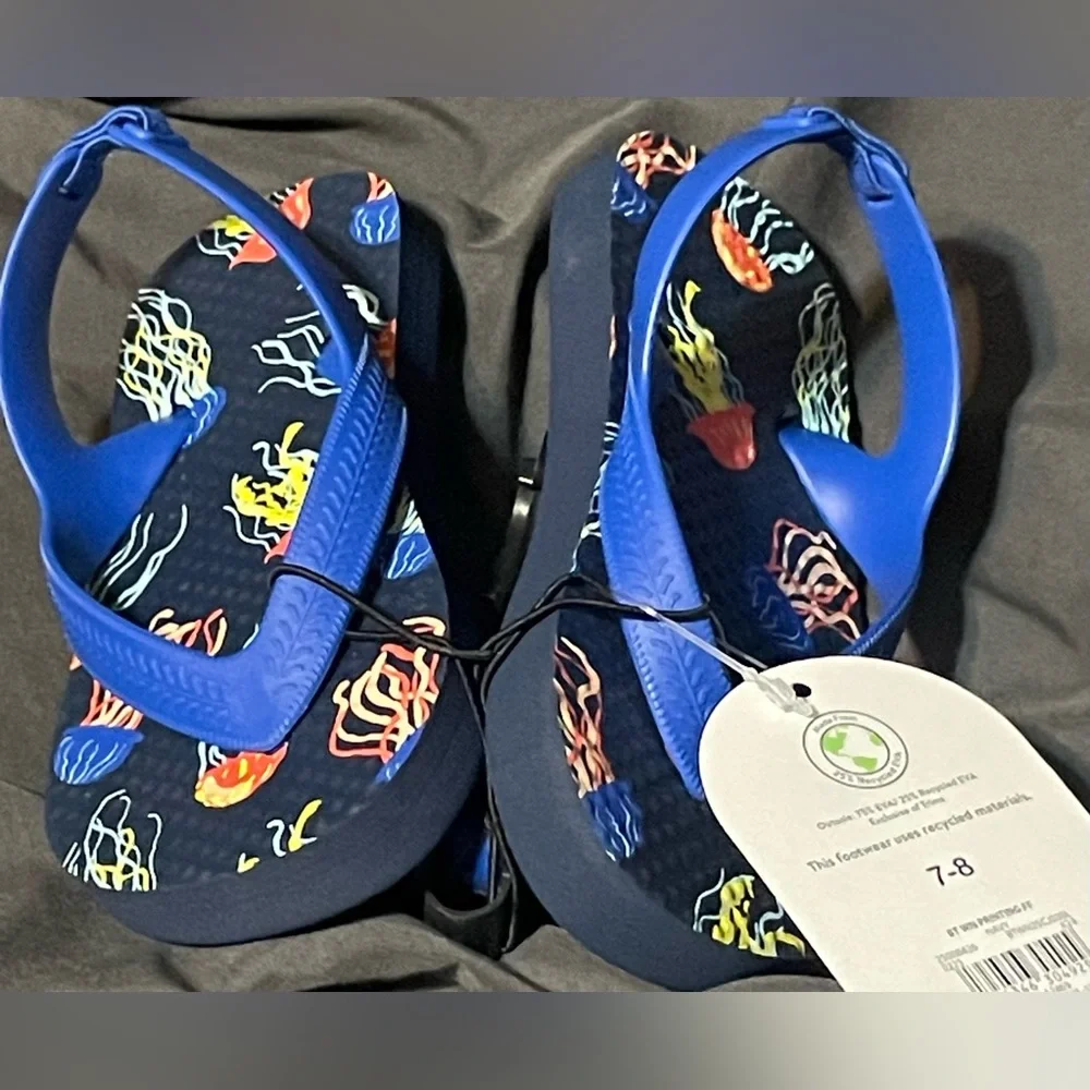 🔴 3/$12 Wonder Nation Navy Jellyfish Flip Flops! NWT!‎ Size 7/8 Toddler!